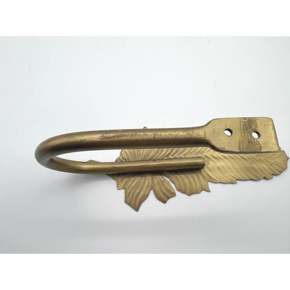 Vintage Ornate Solid Brass Feather Curtain Holdback (Single U-Arm Tieback)